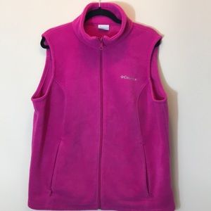 Columbia Fuschia Fleece Vest with Pockets Size 1X